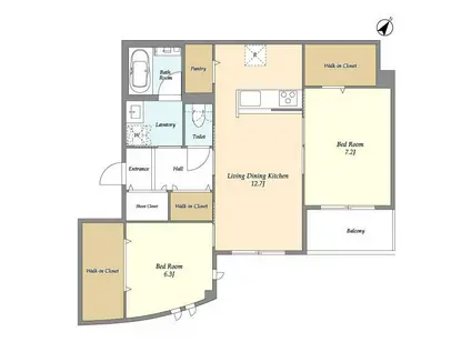 エスパシオ六条(2LDK/2階)の間取り写真
