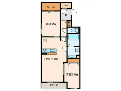 モン・ボヌール明石(2LDK/3階)の間取り写真