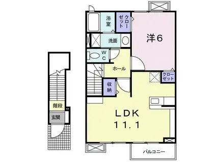 MIYAVI(1LDK/2階)の間取り写真