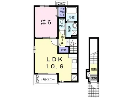 ルネサンス(1LDK/2階)の間取り写真