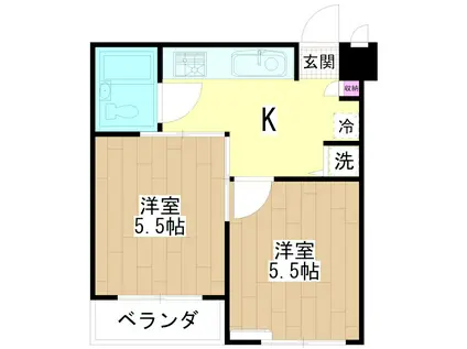 スカイコート西新井(2K/1階)の間取り写真