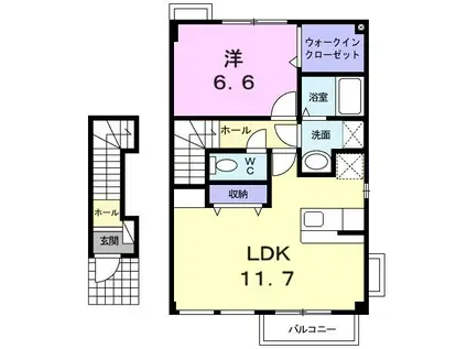 ベルベデ-ル(1LDK/2階)の間取り写真