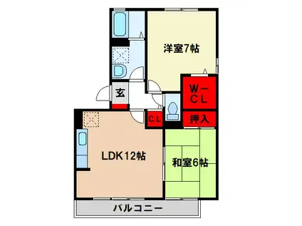 ヴィラ・コンフォールIII(2LDK/3階)の間取り写真