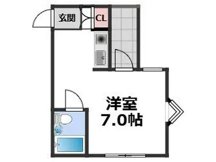 JPアパートメント生野II(ワンルーム/4階)の間取り写真