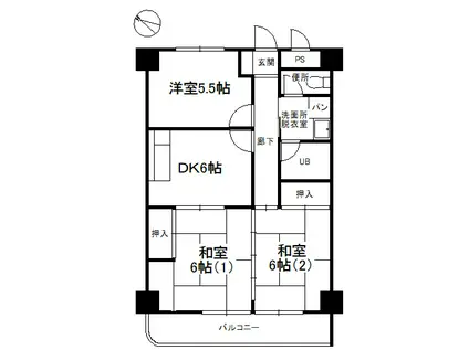 グランパレス南海(3DK/3階)の間取り写真