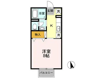 オアーゼ(1K/1階)の間取り写真