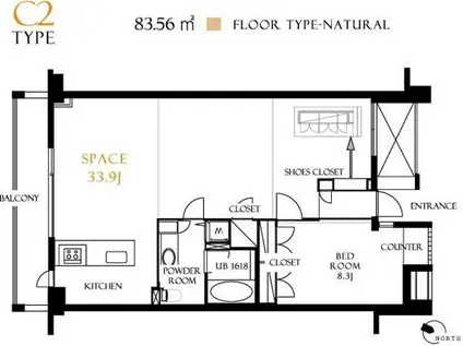 レジディア北新宿(1LDK/2階)の間取り写真