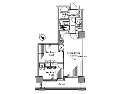 PARK AXIS日本橋浜町(2LDK/8階)の間取り写真