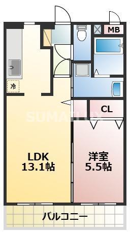 アイランド神水II(1LDK/1階)の間取り写真