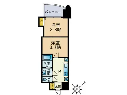 アリビオ博多駅北(2K/12階)の間取り写真