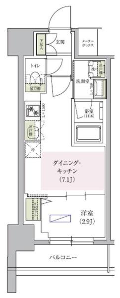 アーバネックス天満橋FRONT(1DK/12階)の間取り写真