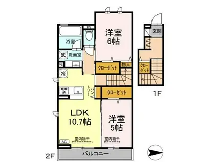 メゾン陣場(2LDK/2階)の間取り写真