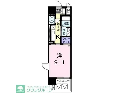 ル ポン ド ラルカンシェル(1K/4階)の間取り写真