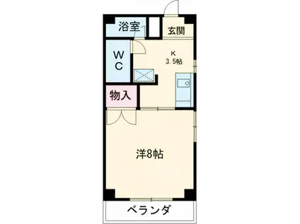 グラスペリアII(1K/3階)の間取り写真