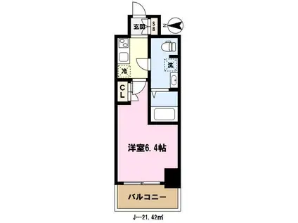 ライムレジデンスカワグチイースト(1K/4階)の間取り写真