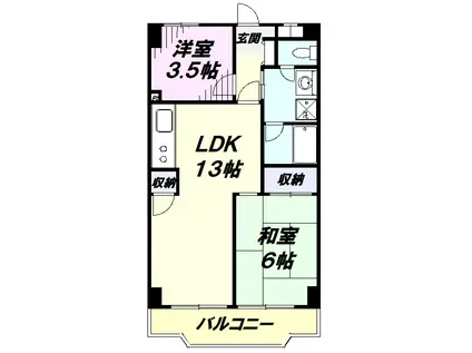 入間市駅前ビル(2LDK/5階)の間取り写真