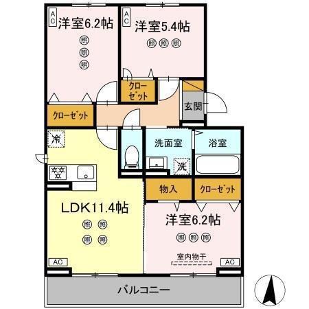 サリサ.J(3LDK/3階)の間取り写真