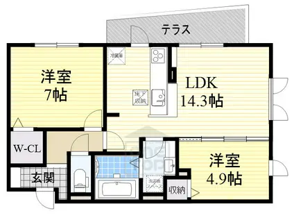 COMFORT HIROSIBA(2LDK/1階)の間取り写真