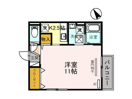 リビングタウン西都(1K/1階)の間取り写真