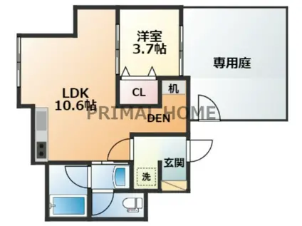 アルジェネーロ三ッ沢(1LDK/1階)の間取り写真
