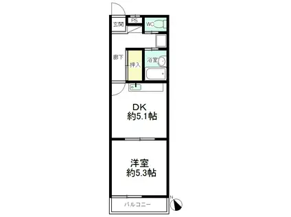 コーポラスヘルシーI(1DK/1階)の間取り写真