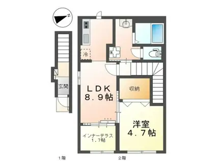 プラン デスポワール(1LDK/2階)の間取り写真