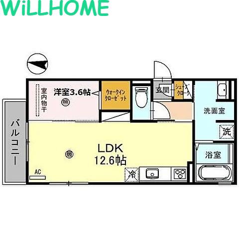 アルビネス田中町(1LDK/2階)の間取り写真