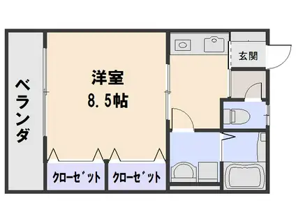 アルディハウスB(1K/2階)の間取り写真