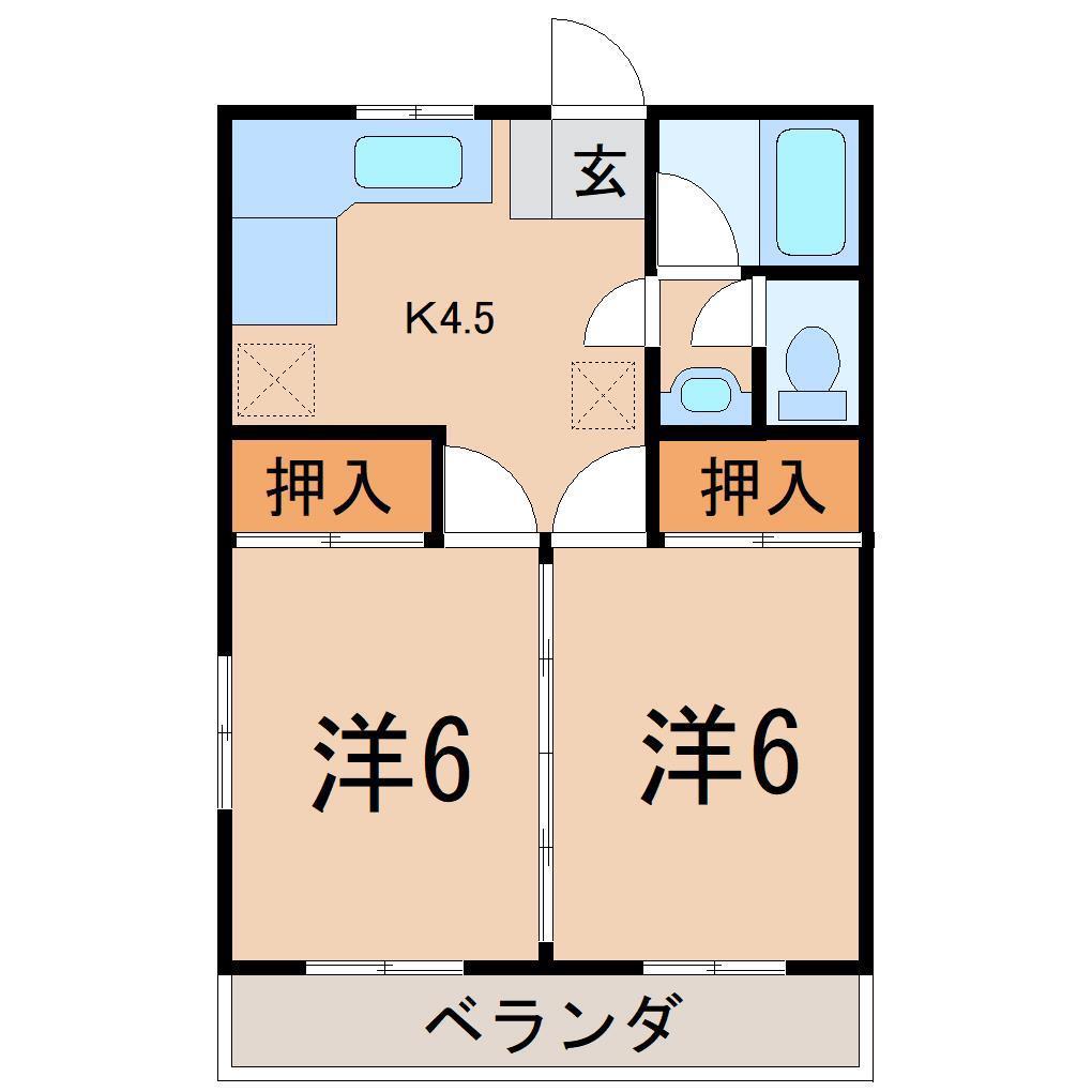ハンザワマンション(2K/2階)の間取り写真
