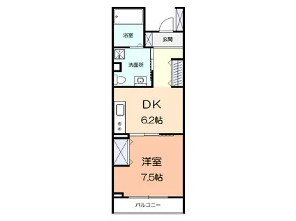 アルカンシエル(1DK/2階)の間取り写真