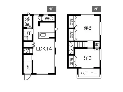 竹林メゾネットIII(2LDK/1階)の間取り写真