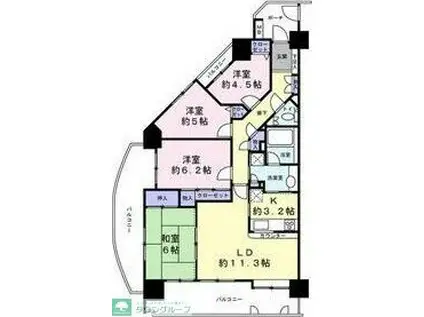 ユアコート川越(4LDK/6階)の間取り写真