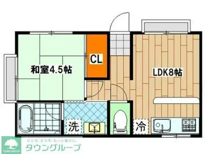 TELACOYA 仁(1DK/2階)の間取り写真