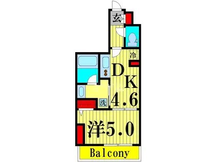 ラフィスタ北綾瀬(1DK/6階)の間取り写真