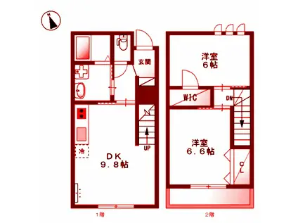 ヘリクリサム(2DK/1階)の間取り写真