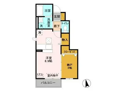 ベラルーチェ(ワンルーム/1階)の間取り写真