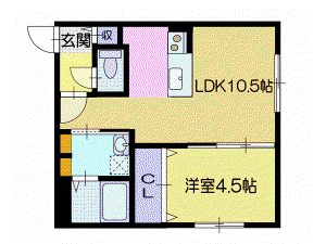 ルポール本通(1LDK/4階)の間取り写真