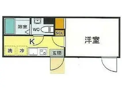 PINES平和台(1K/1階)の間取り写真