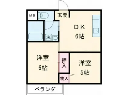 セレコート枚方II(2DK/2階)の間取り写真