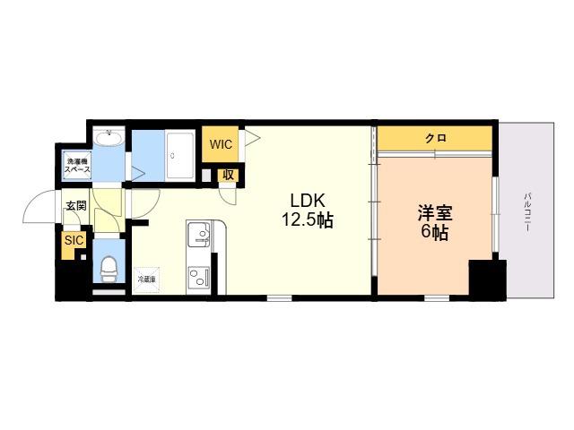 S-RESIDENCE大濠公園ACHIEVE(1LDK/2階)の間取り写真