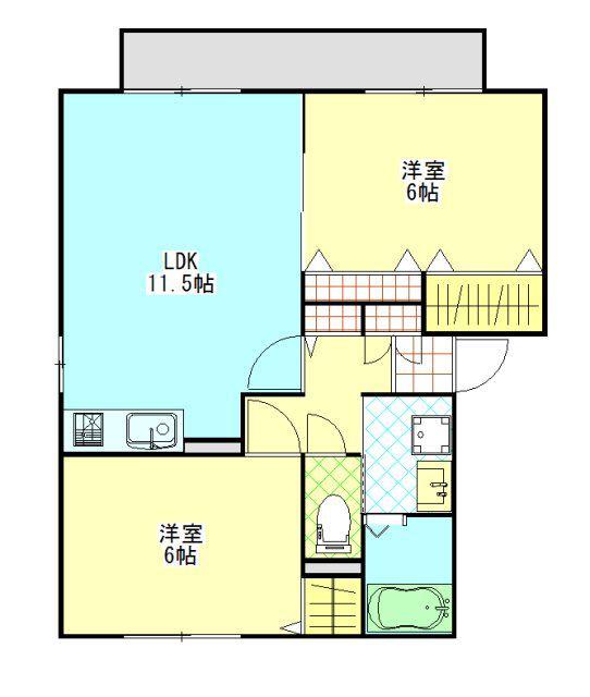 モナーチハイツ A棟(2LDK/1階)の間取り写真