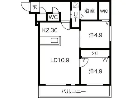 ジュエル琴似(2LDK/3階)の間取り写真
