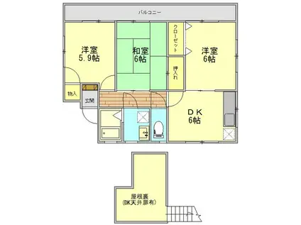 並木アパート(3DK/2階)の間取り写真