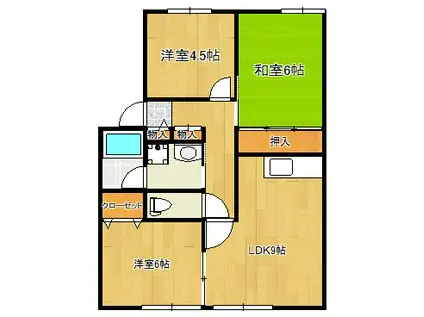 サンビレッジフェリシア B(3LDK/2階)の間取り写真