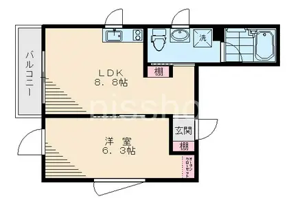ゼフィロス(1LDK/1階)の間取り写真
