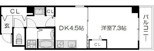 アイカーサ富小路(1DK/3階)の間取り写真