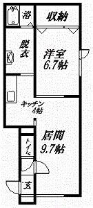 チェリー2・2(1LDK/2階)の間取り写真