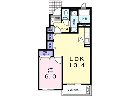 白蔵VI(1LDK/1階)の間取り写真