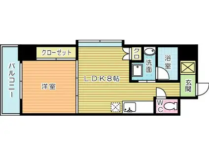 ウエストSIDE(1LDK/2階)の間取り写真