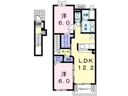 都営三田線 三田駅(東京) 徒歩6分 2階建 築14年(2LDK/2階)の間取り写真